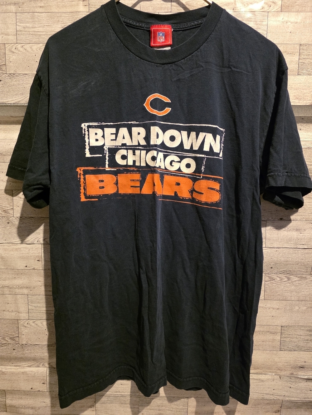 NFL Black Tee with Orange & White Chicago Bears Graphics